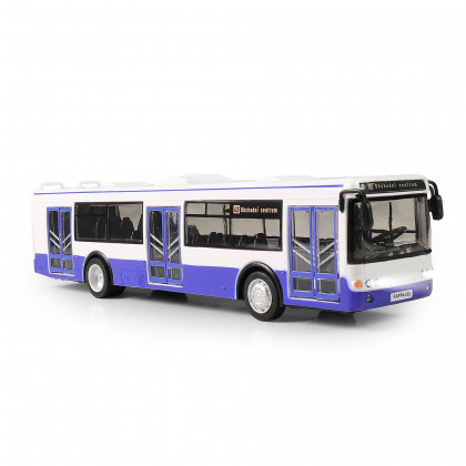 Autobus ktorý hlási zastávky česky 28 cm modrý