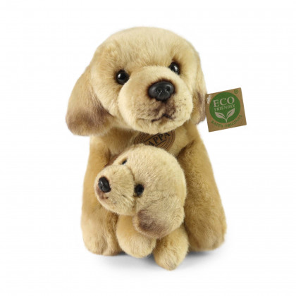 Plyšový pes labrador s mláďaťom ležiaci 25 cm ECO-FRIENDLY