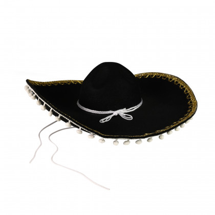 Klobúk mexické sombréro čierne pre dospelých