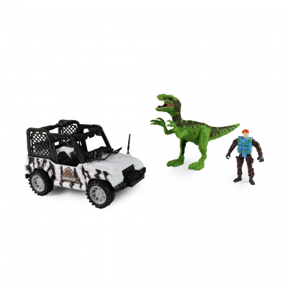 Auto jeep dino park s dinosaurom so zvukom a svetlom