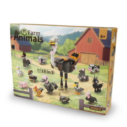 Stavebnica zvieratká z farmy 12 figúrok