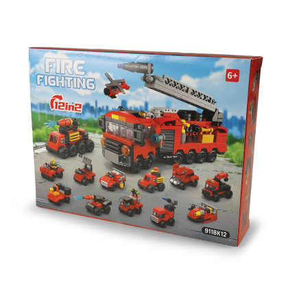 Stavebnica hasiči 12 autíčok