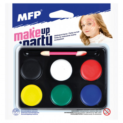Farby na tvár - make-up so štetčekom - 6 ks farieb