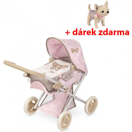 DeCuevas 85143 Skladací kočík pre bábiky 3 v 1 s prenosnou taškou DIDI 2021 - 53 cm + darček ZADARMO psík DIDI