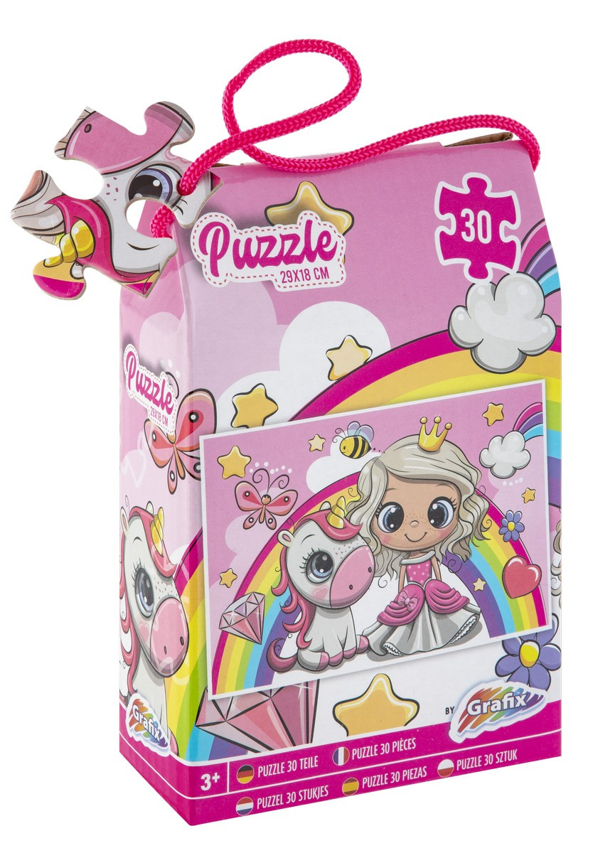 Puzzle 30 dielikov 29x18 cm Princezná a jednorožec