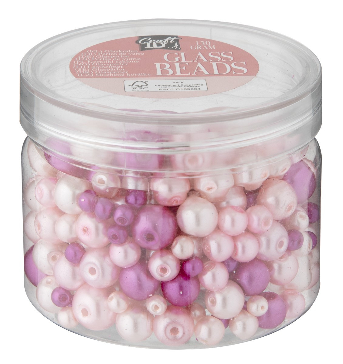 Sada sklenených korálikov 4 odtiene ružovej 130 gramov