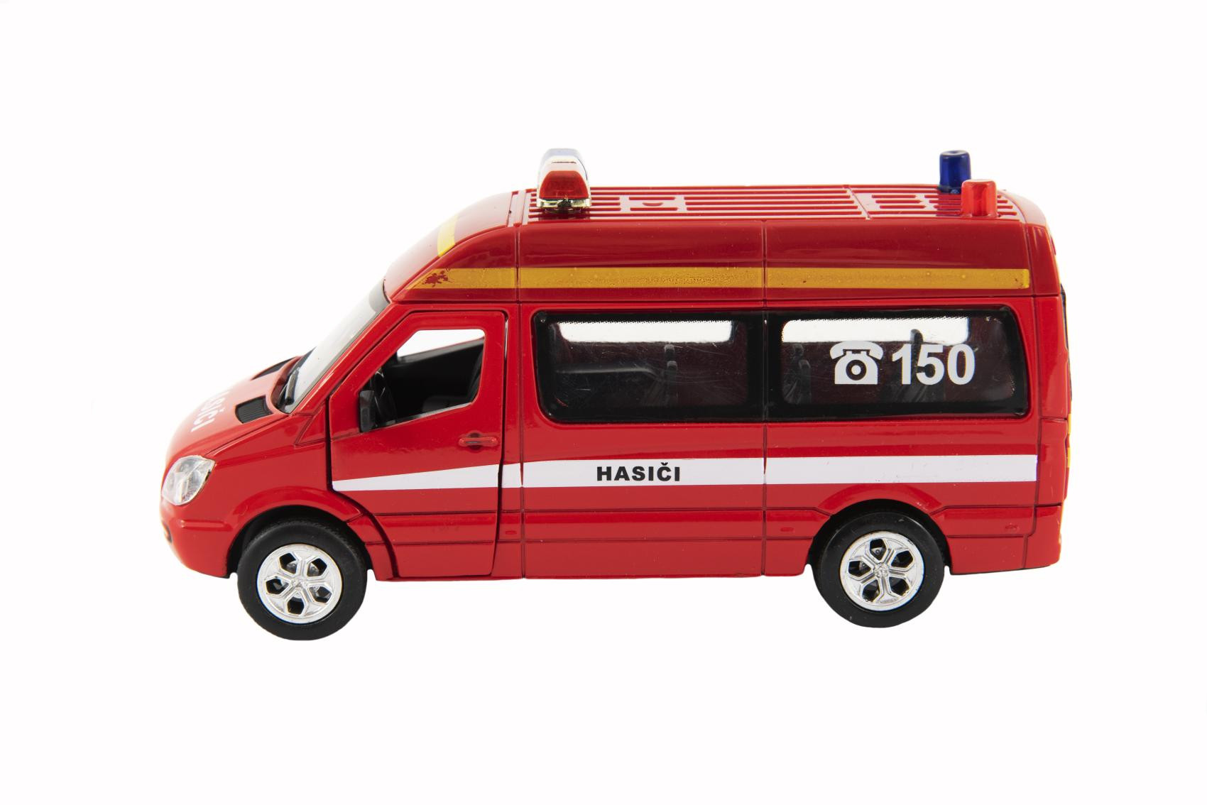 Auto hasiči kovové 15cm na batérie so svetlom so zvukom na spätné natiahnutie 6ks v boxe