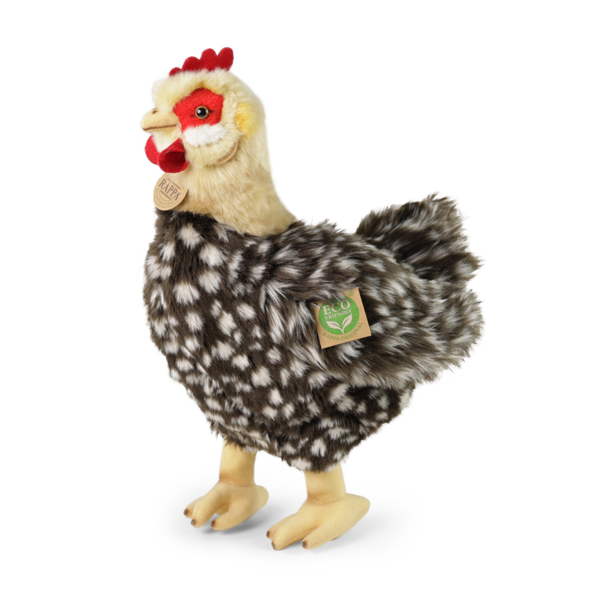 Plyšová sliepka kropenatá stojaci 33 cm s vajcom ECO-FRIENDLY