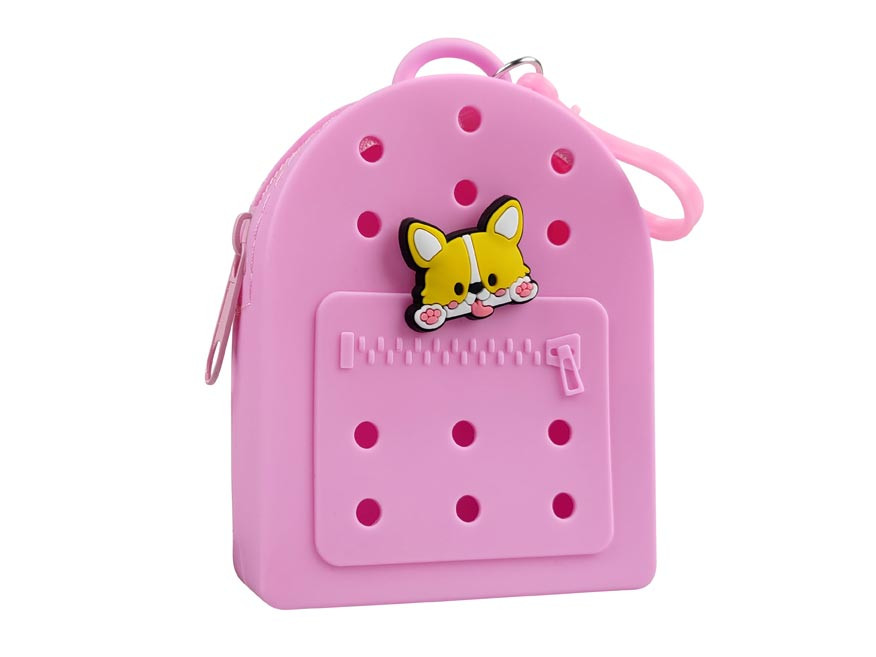 Gifty - Silikónová peňaženka ružová a ozdobný pin