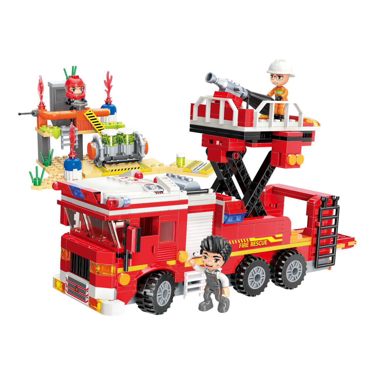 Stavebnica Qman Mine City Fire Line 12013 Cisternová automobilová striekačka s plošinou