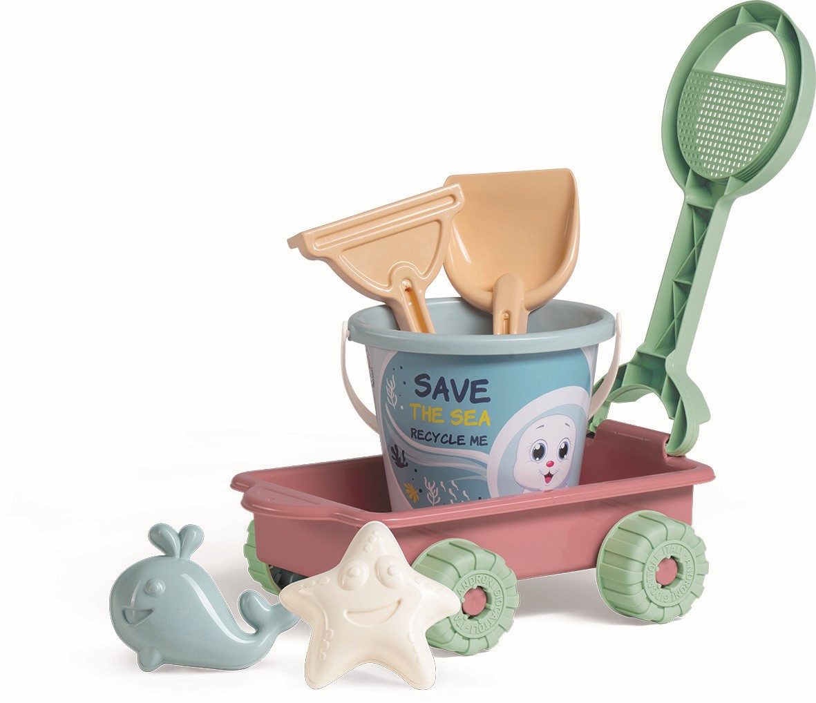 Androni RECYKLÁCIA PASTEL Sada na piesok oceán s vozíkom