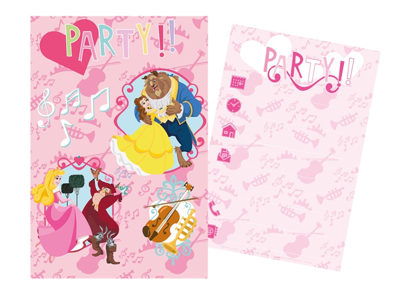 Sada párty 5 pozvánok + 5 obálok Disney Princezné