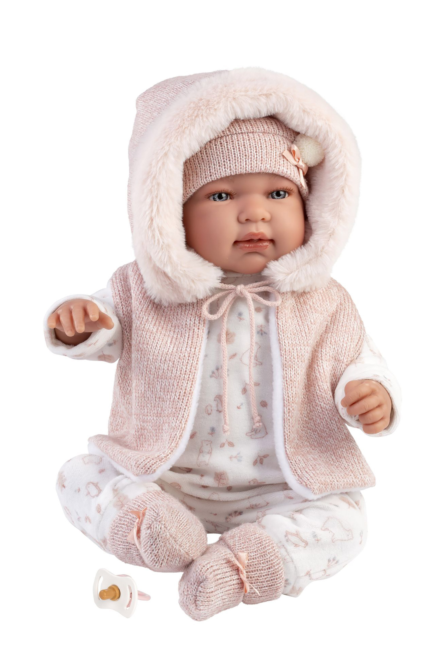 Llorens 84486 NEW BORN - realistická bábika bábätko so zvukmi a látkovým telom - 44 cm