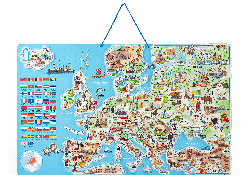 Magnetická mapa EURÓPY s hrou 3 v 1