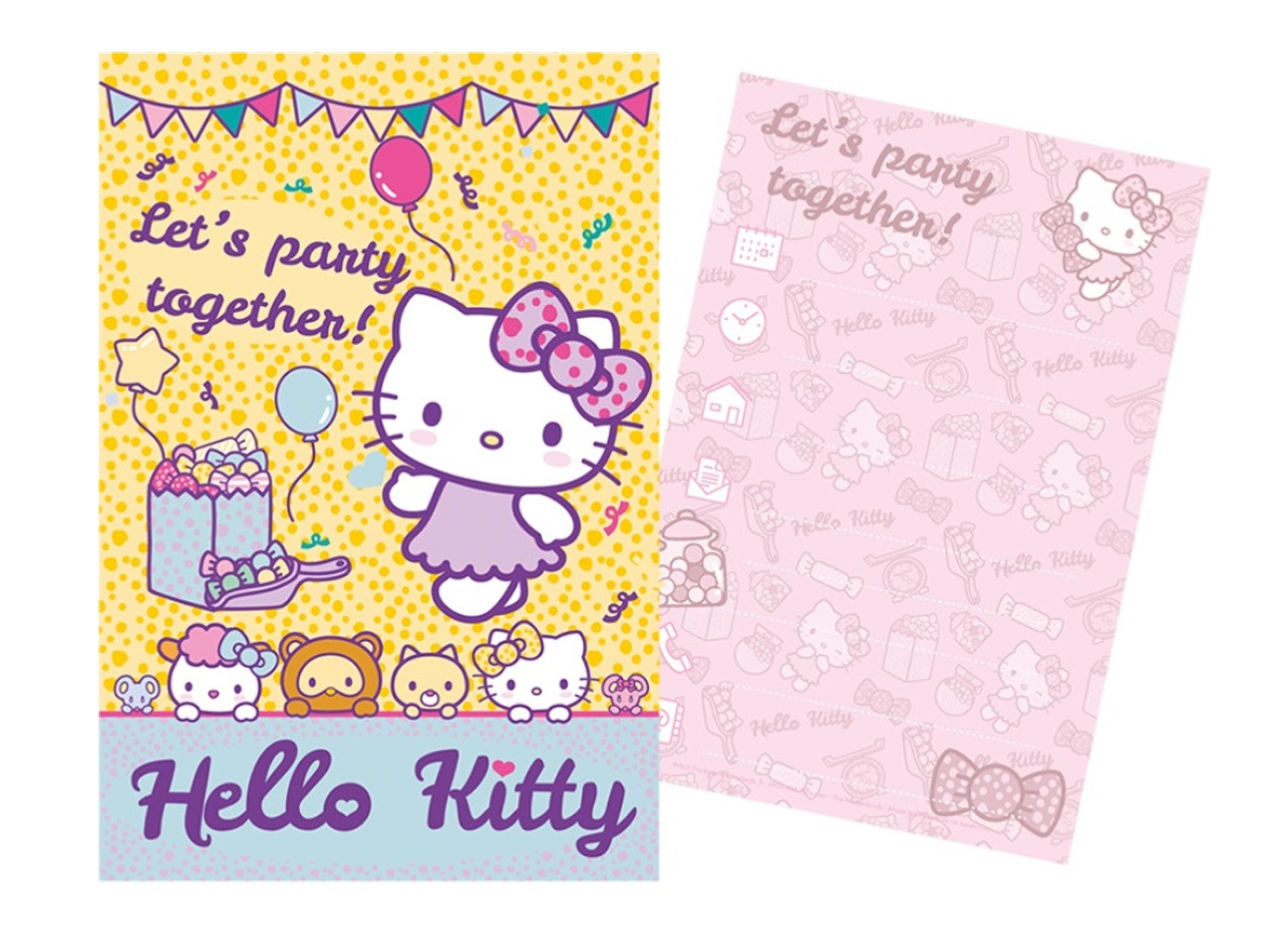 Sada párty 5 pozvánok + 5 obálok Hello Kitty