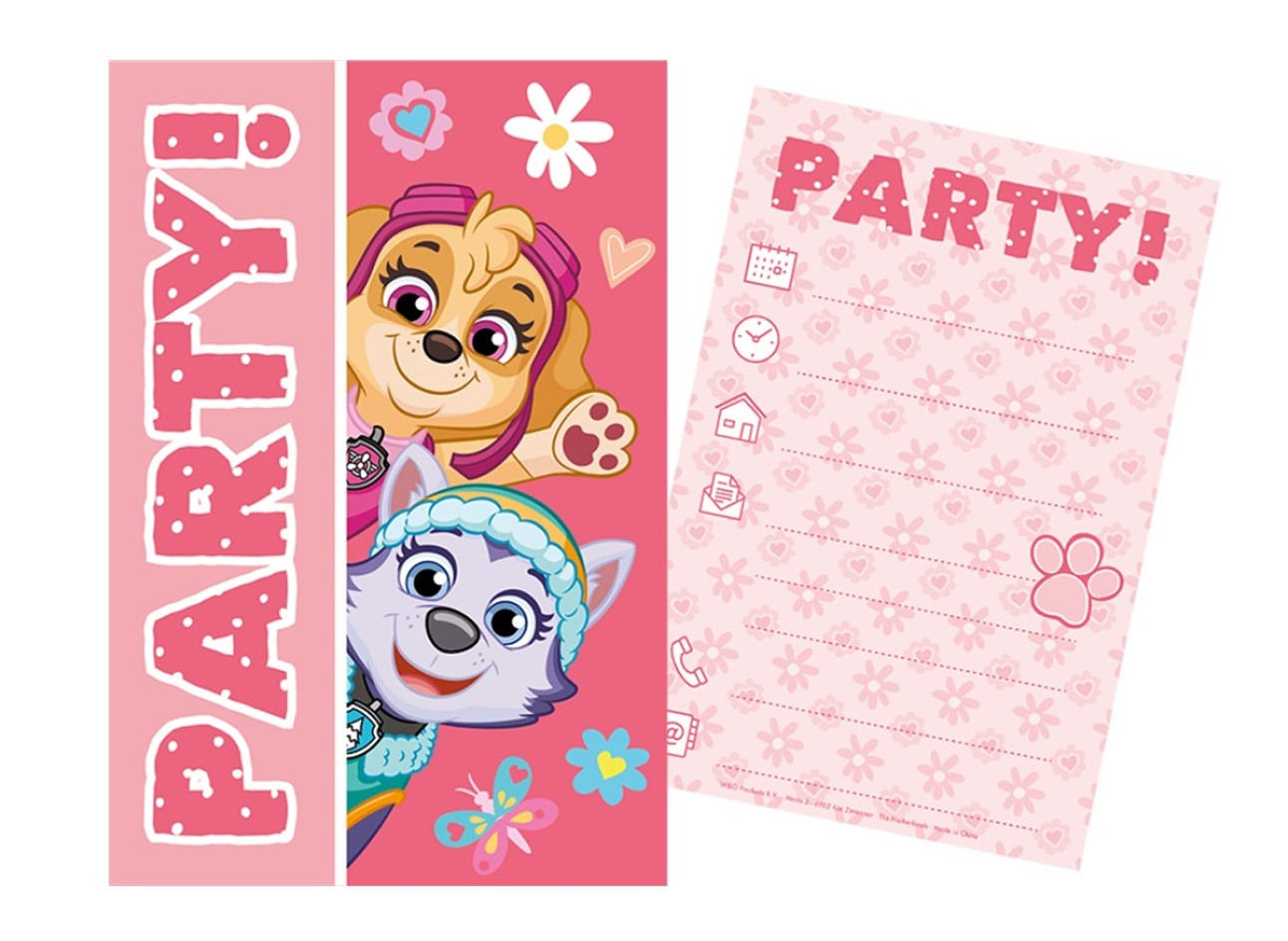 Sada párty 5 pozvánok + 5 obálok Paw Patrol ružová
