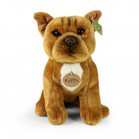 Plyšový pes stafordšírsky bulteriér hnedy sediaci, 30 cm ECO-FRIENDLY
