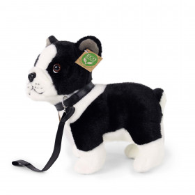 Plyšový pes Bostonský teriér s vodítkom stojaci 23 cm ECO-FRIENDLY