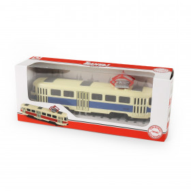 Kovová česká retro električka modrá 16 cm-otváracie dvere