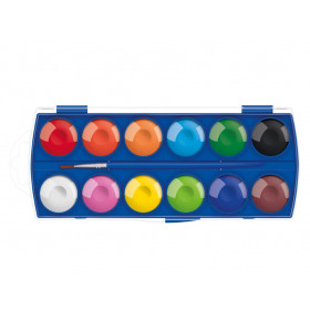Farby vodové 12 farieb 30mm škatuľka