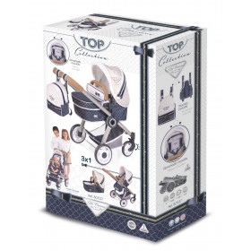 DeCuevas 80537 Skladací kočík pre bábiky 3 v 1 s batôžkom TOP Collection 2020 - 70 cm