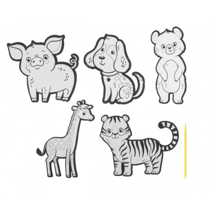 Kreatívny set vyškrabávacej samolepky 5 ks + vyškrabávacie pero