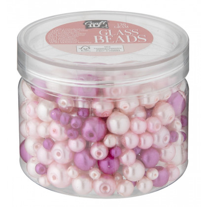 Sada sklenených korálikov 4 odtiene ružovej 130 gramov