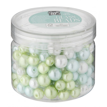 Sada sklenených korálikov 4 odtiene zelenej 130 gramov