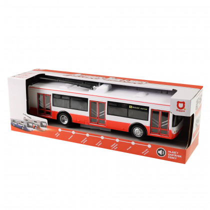Trolejbus ktorý hlási zastávky česky 28 cm