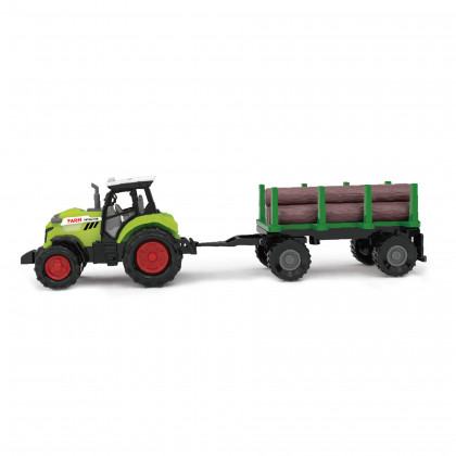 Traktor so zvukom a svetlom s vlečkou na drevo