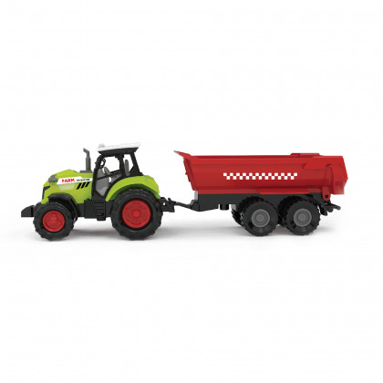 Traktor so zvukom a svetlom s červenou vlečkou