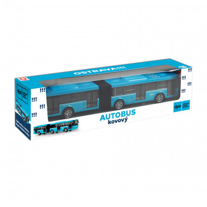 Kovový kĺbový autobus DPO Ostrava modrý 18 cm