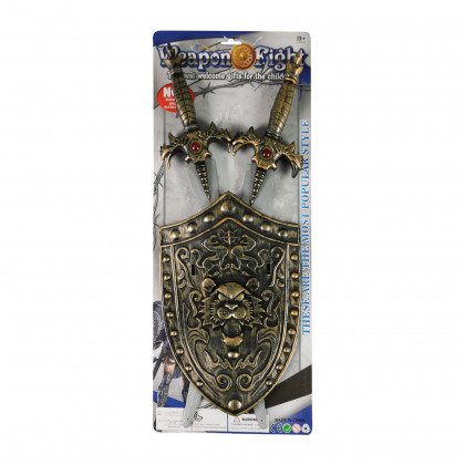 Rytierska sada so štítom a mečmi