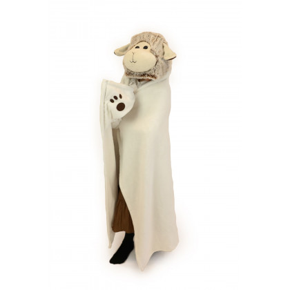Cozy Noxxiez BL805-2 Ovečka - hrejivá deka s kapucňou so zvieratkom a labkovými vreckami