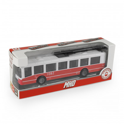 Trolejbus MHD červený 16 cm