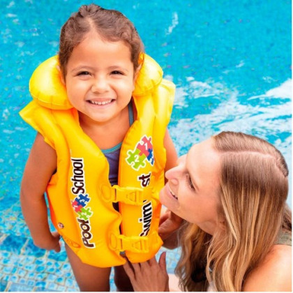 Nafukovacia vesta plávacia POOL SCHOOL DELUXE žltá 3-6 rokov